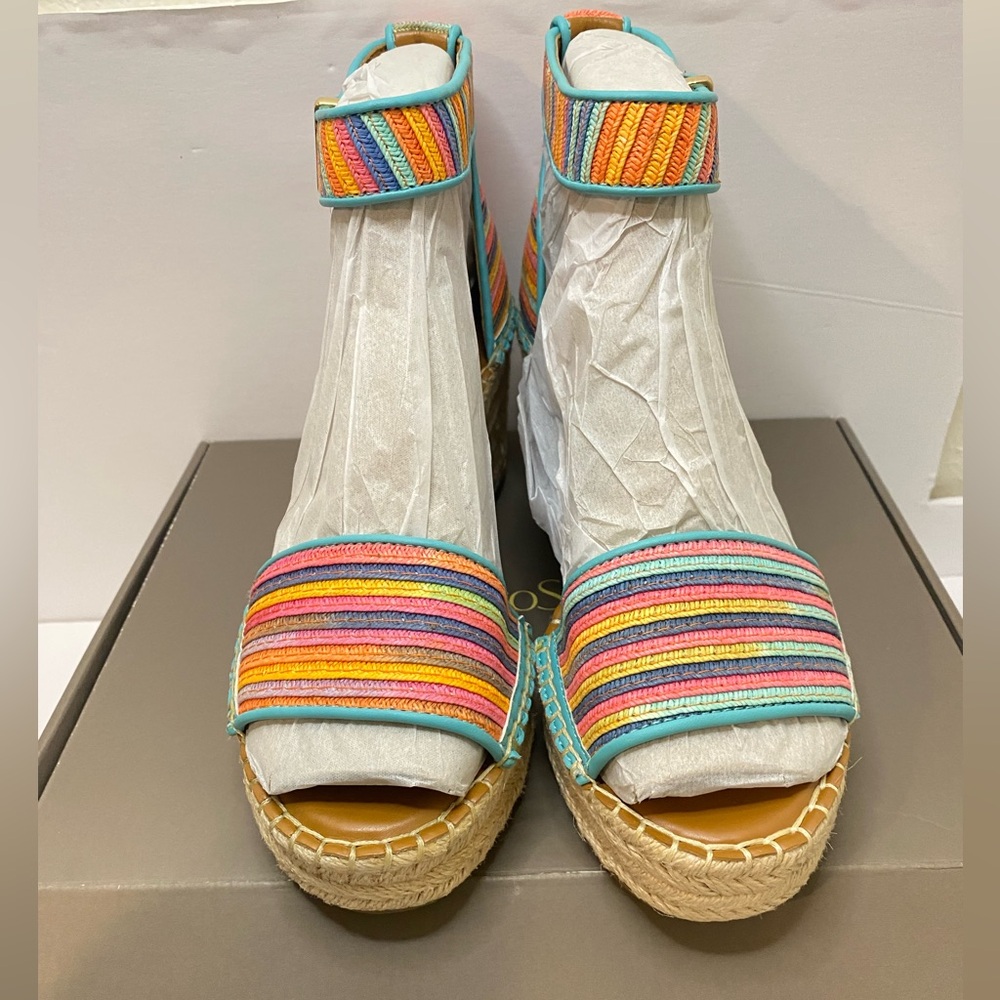 Colorful FrancoSarto Wedge Sandals, Women’s size 8.5, Brand New, Multi-Colored